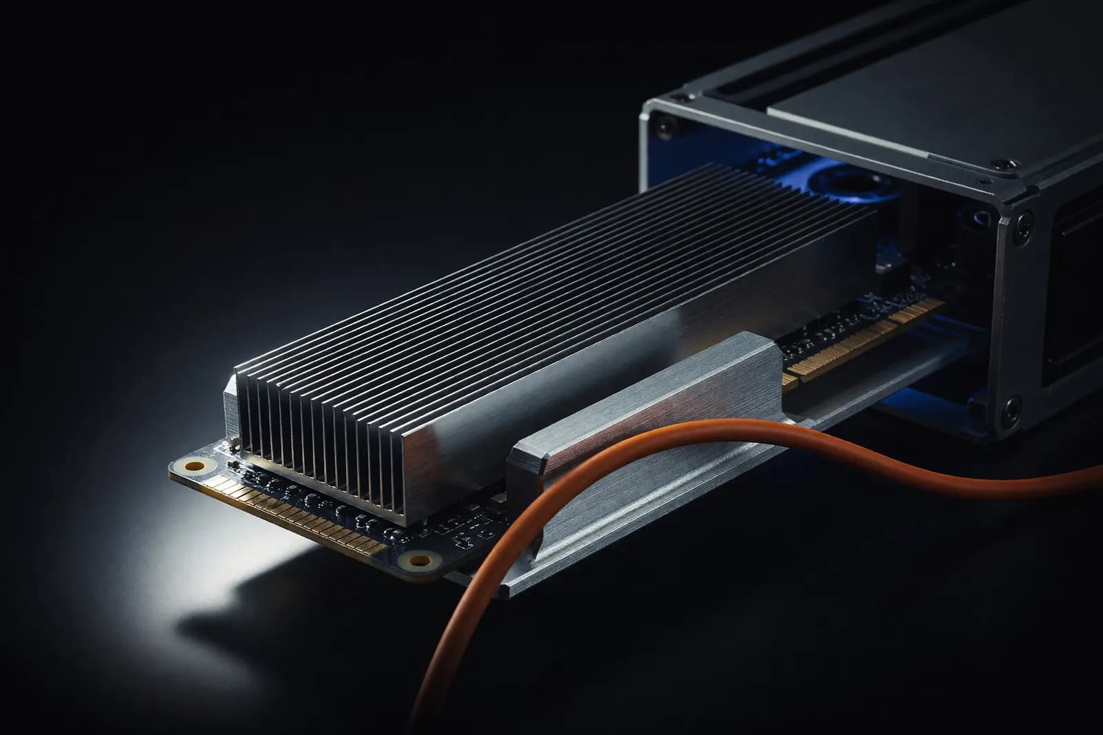 An accelerator board partially withdrawn from its chassis